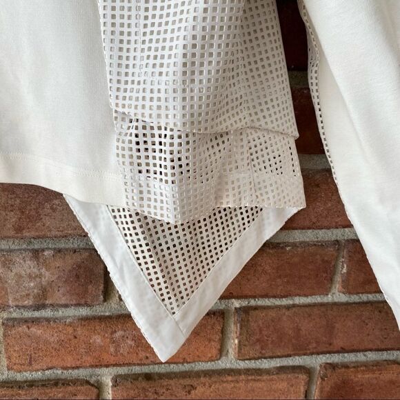 Chico's Layered See-Through Square Print Mesh Blazer White Size 1 - Picture 12 of 12